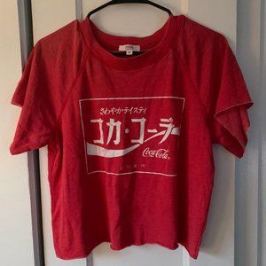 Red Coca-Cola Script Crop Tee in Chinese